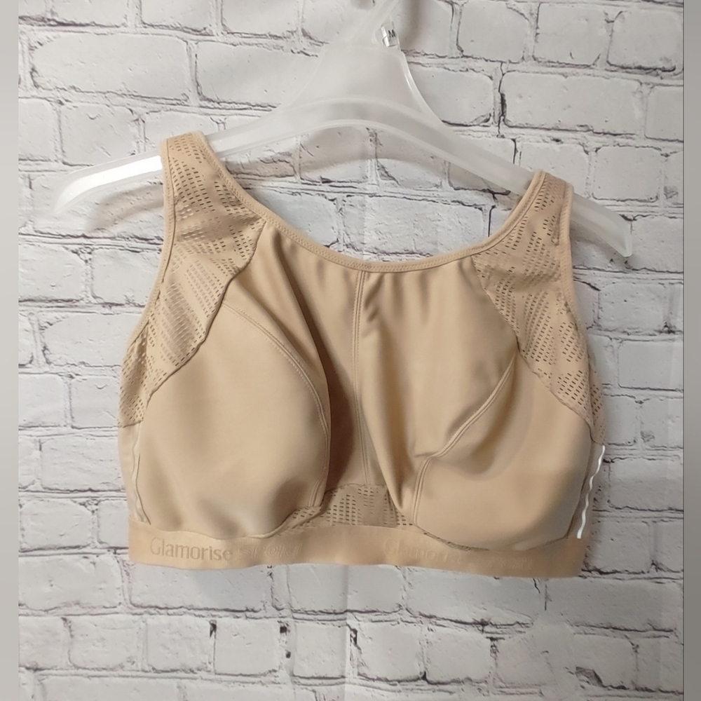 Glamorise Sport 44F Sports Bra Satin Beige Wirefree Active Adjustable Bra